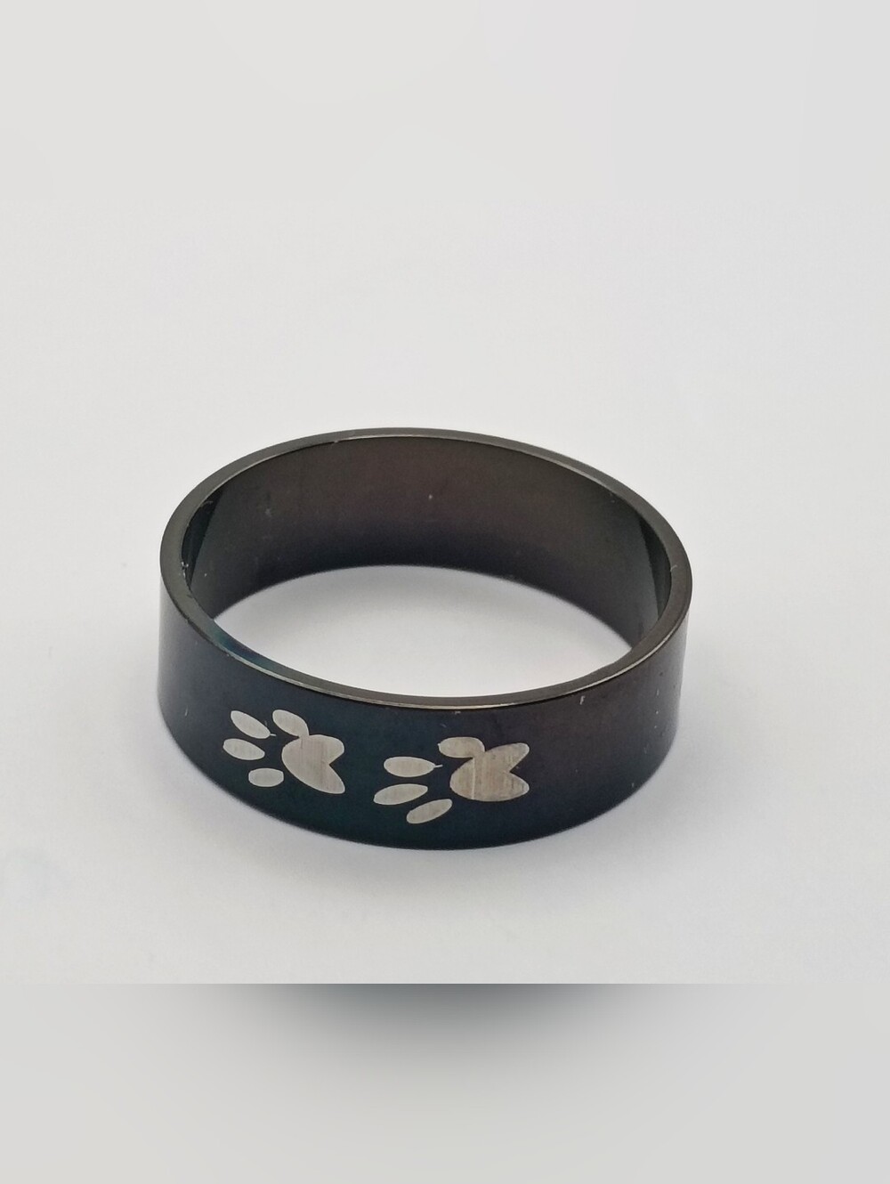 Black Paw Print Ring Size 11.5 Dog Lover Band